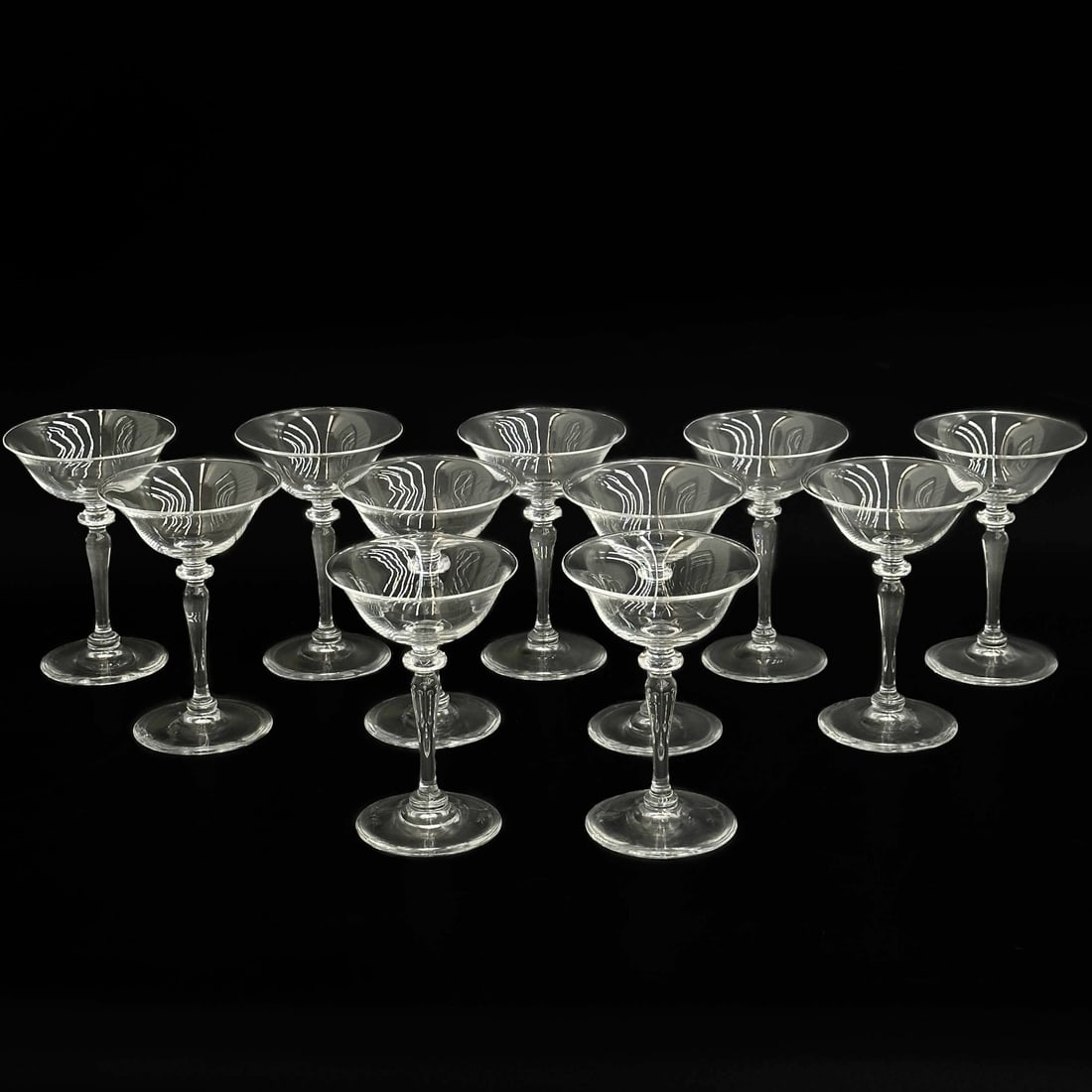 11 Steuben Glass Champagne / Tall Sherbet Glasses #6401 Wafer Stem Signed (1 of 8)