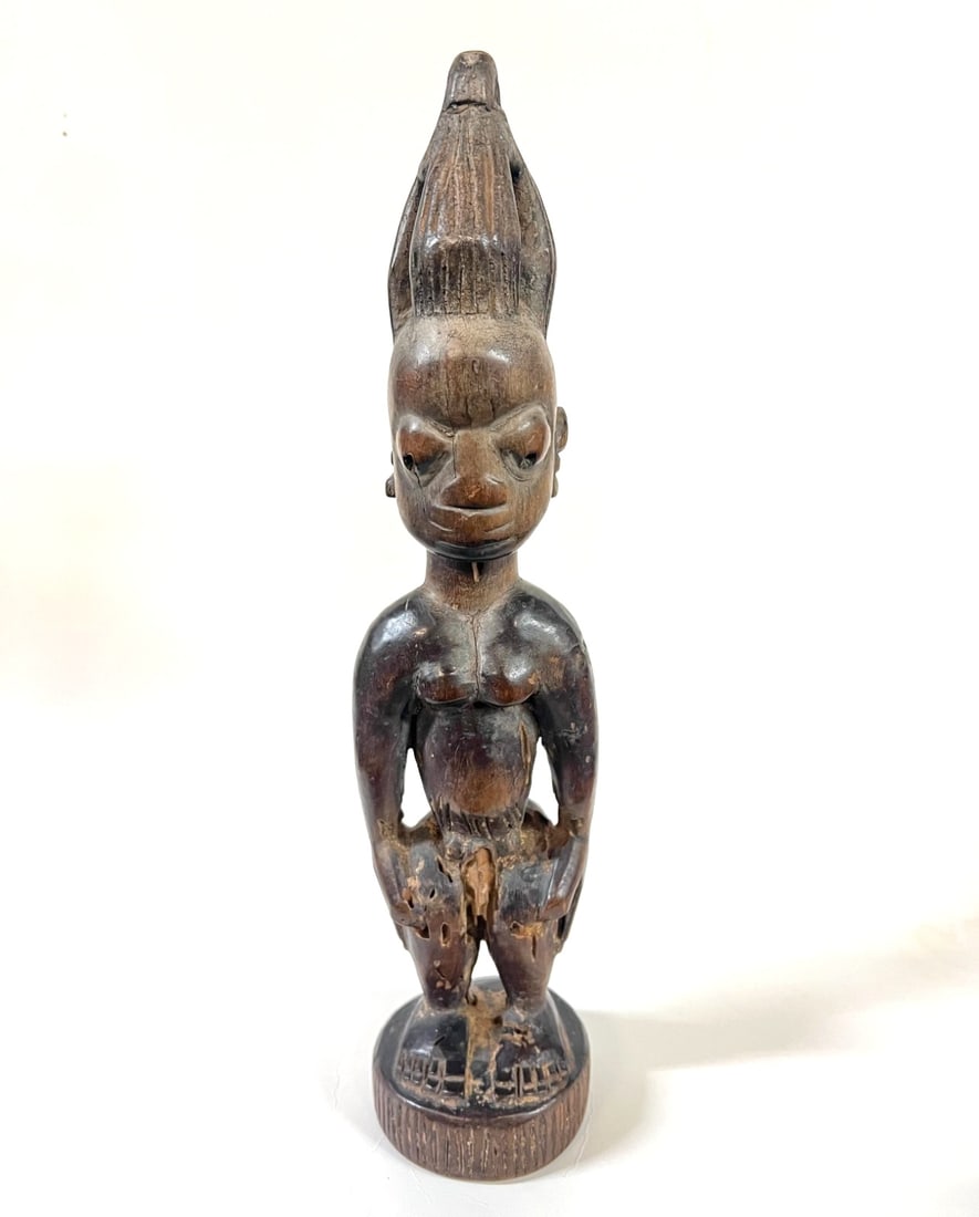 African Hand Carved Wood Ibeji Twin Male Figure (1 of 5)