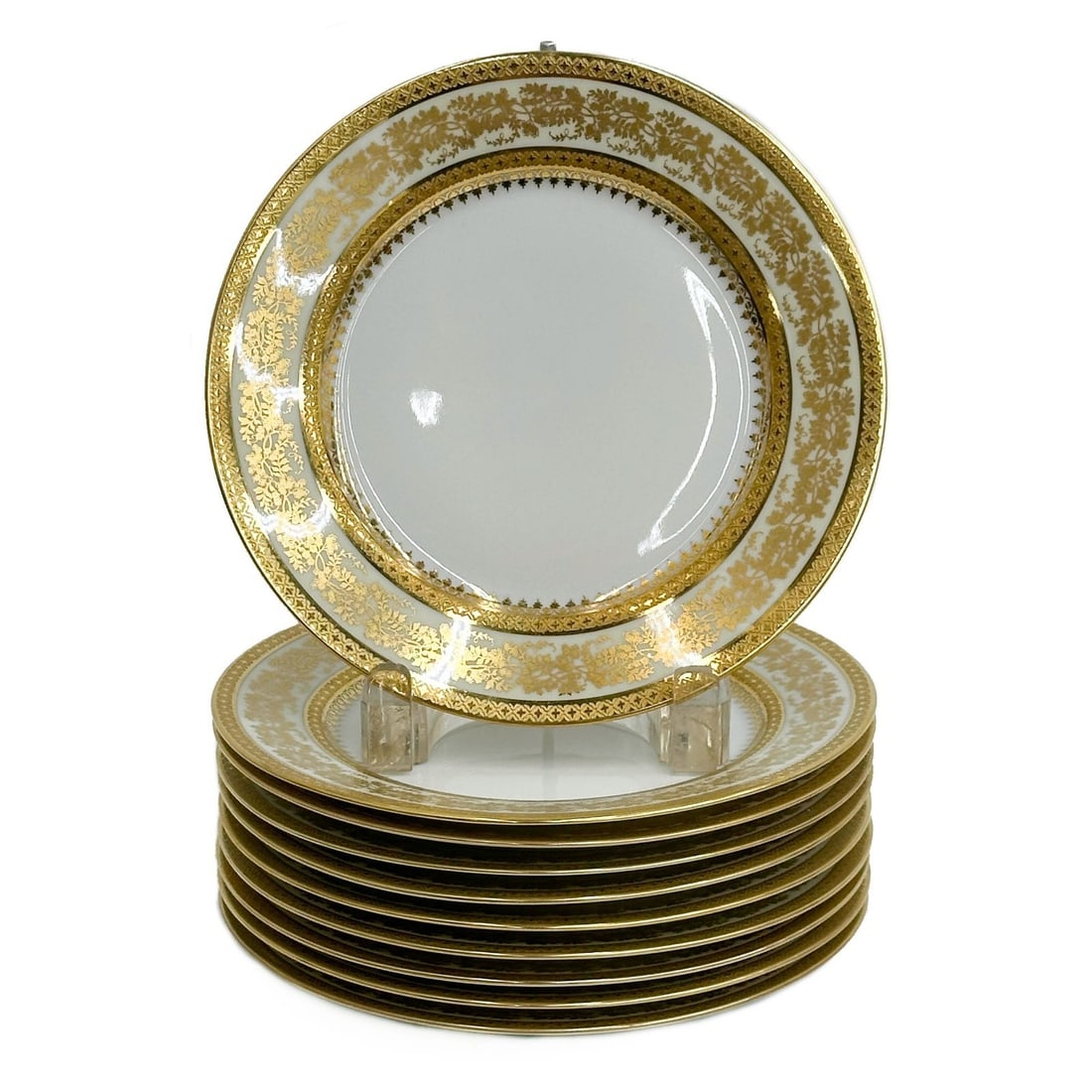 10 Ch Field Haviland Limoges Porcelain Dessert Plates Incrustation Polie l'agate (1 of 5)