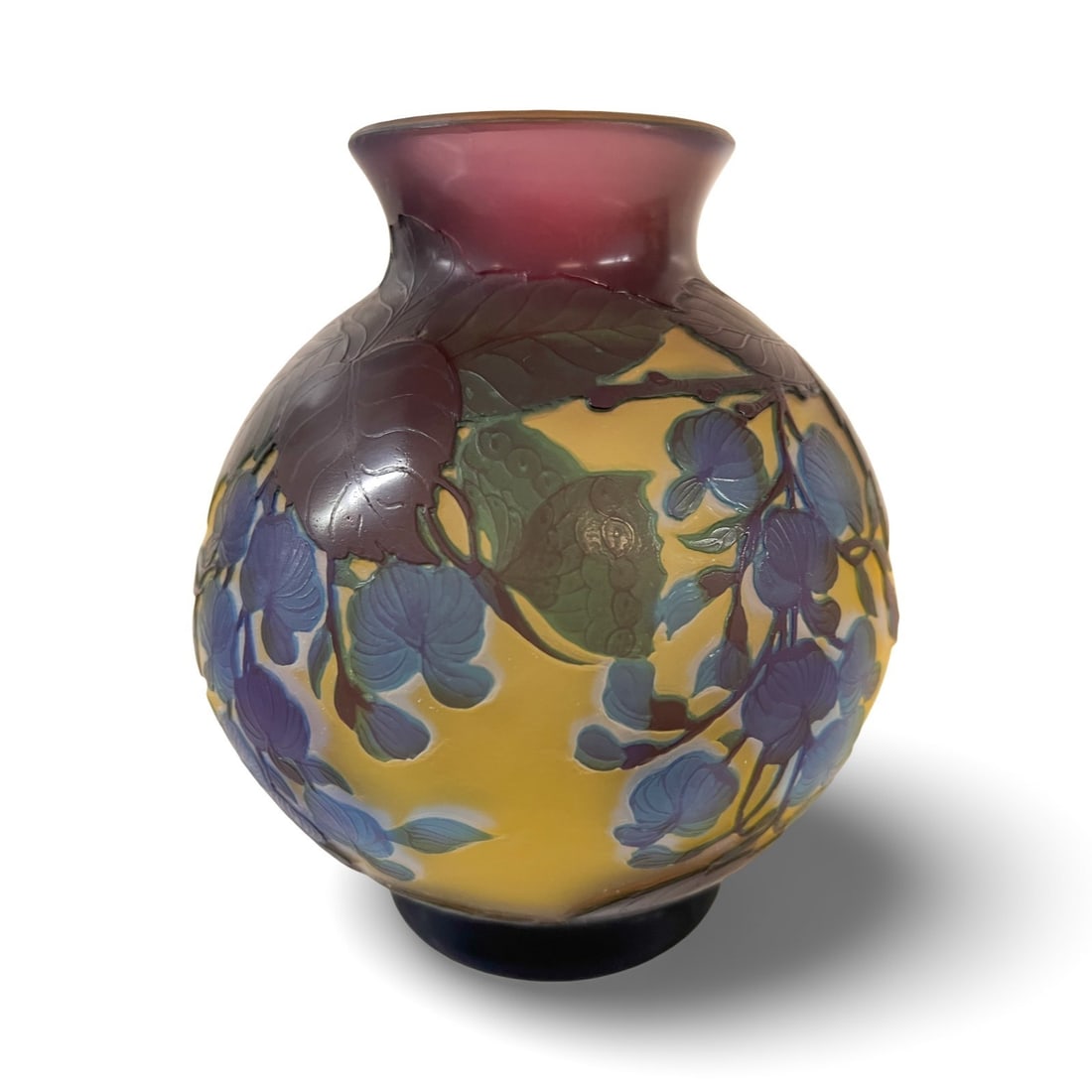 Vintage Cristiro Cameo art glass Rose Bowl Vase (1 of 7)