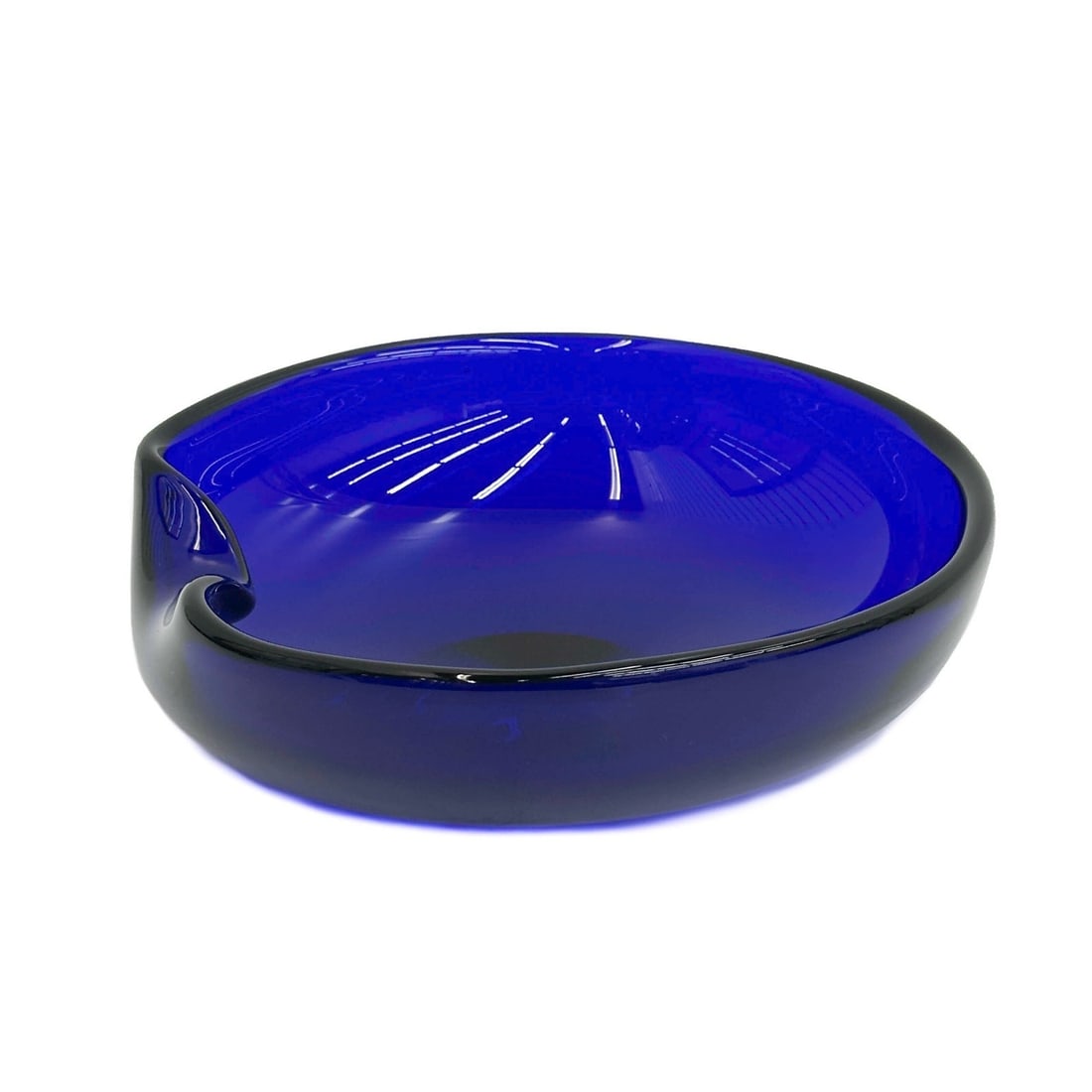 Elsa Peretti for Tiffany & Co Cobalt Blue Glass 7.5in Thumbprint Bowl Signed (1 of 6)