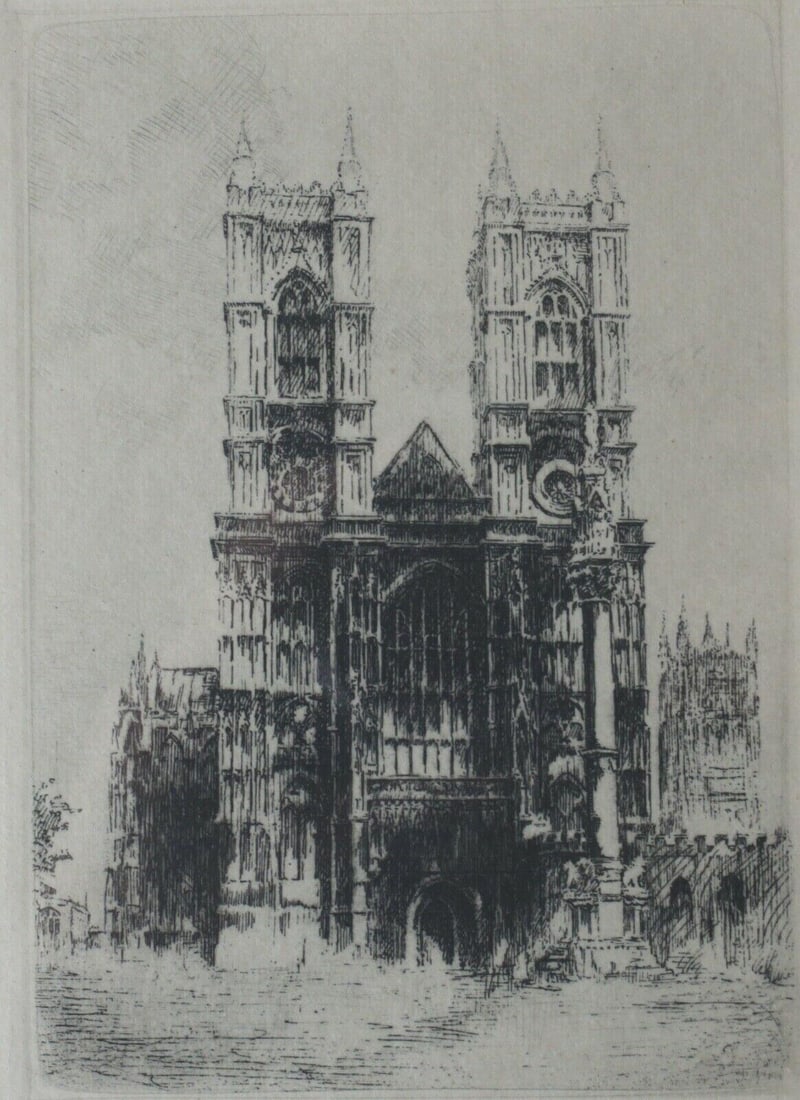 Edward J. Cherry Etching Westminster Abbey signed artist's proof 25/60 (1 of 5)