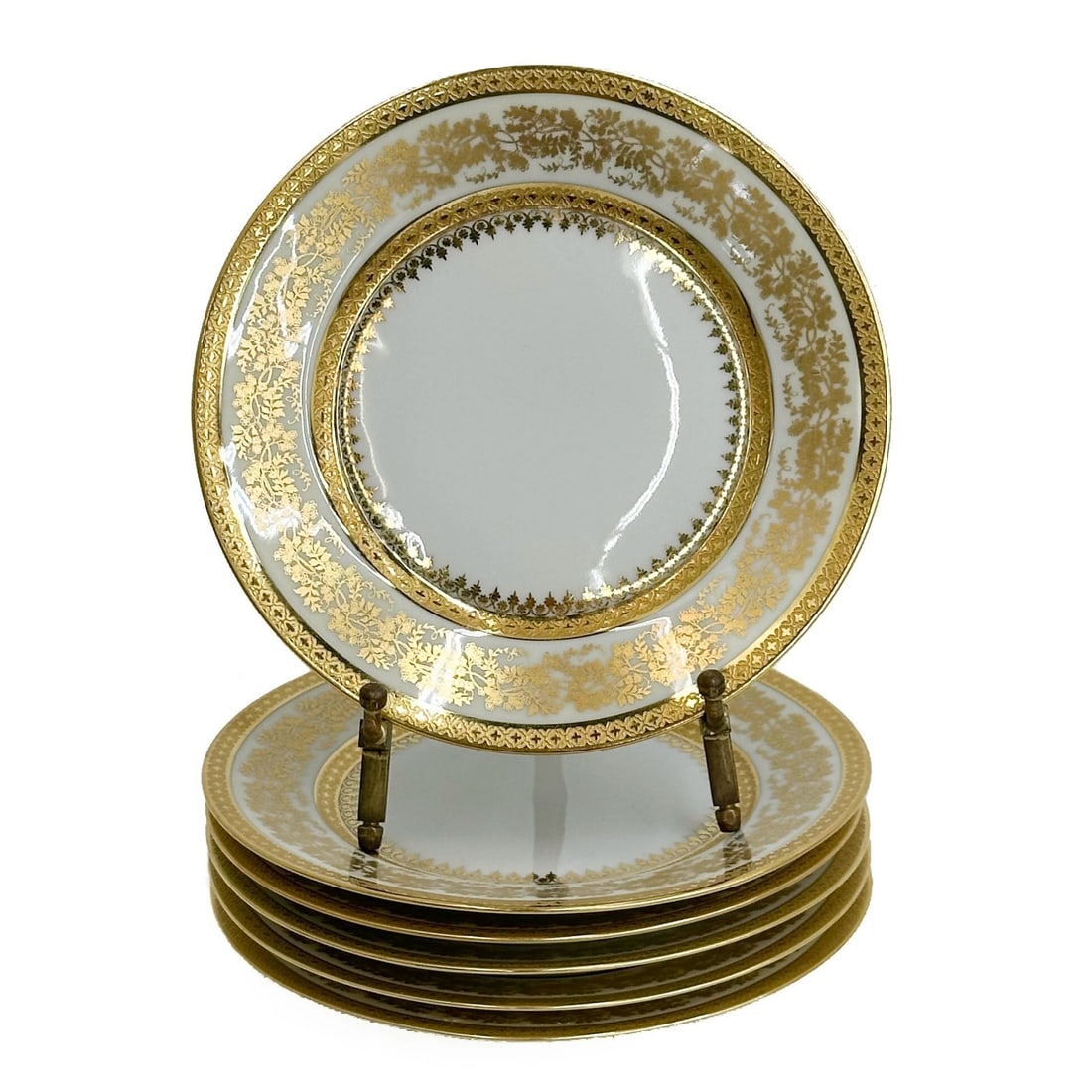 6 Ch Field Haviland Limoges Porcelain Bread Plates Incrustation Polie a l'agate (1 of 5)