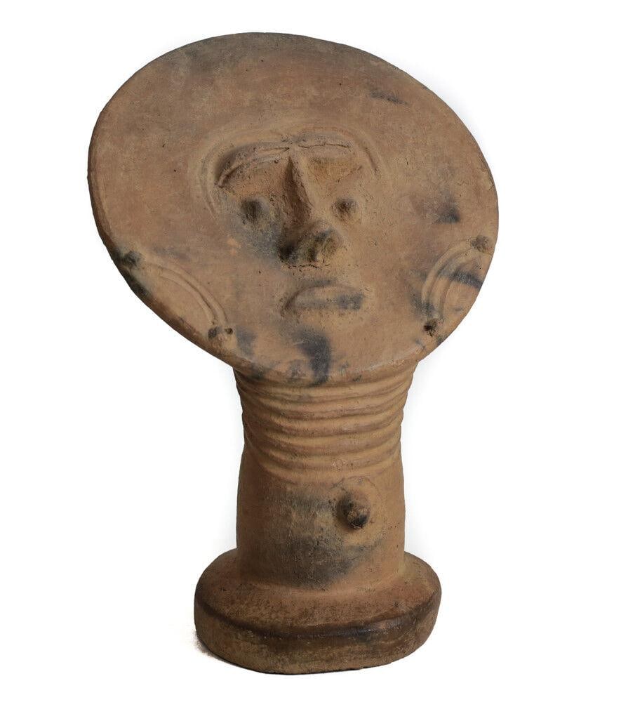 Akan Nsodia Funerary Portrait Terra cotta probably Ghana Disk form head (1 of 4)