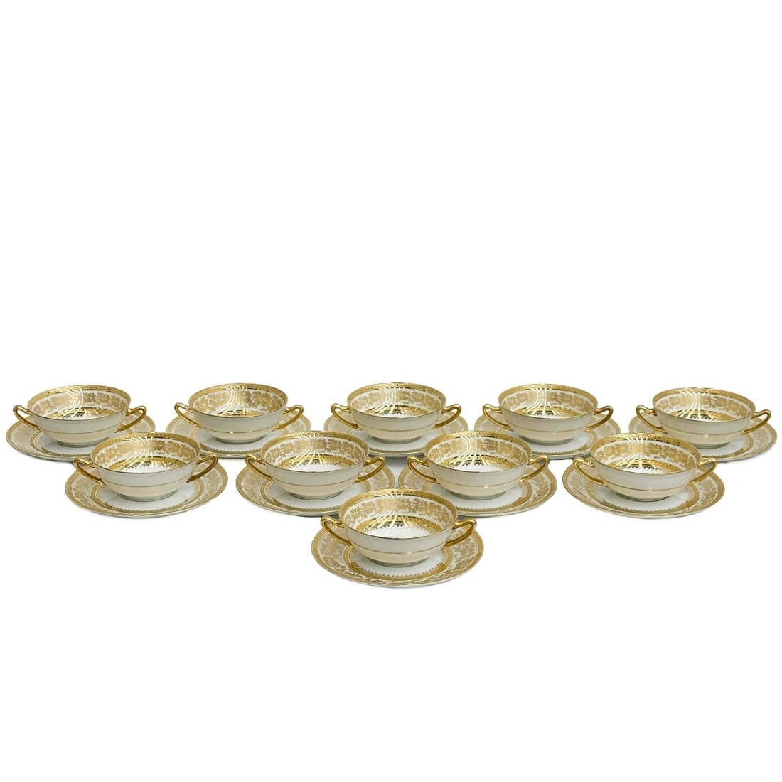 10 Ch Field Haviland Limoges Bouillon Bowls &Plates Incrustation Polie a l'agate (1 of 9)