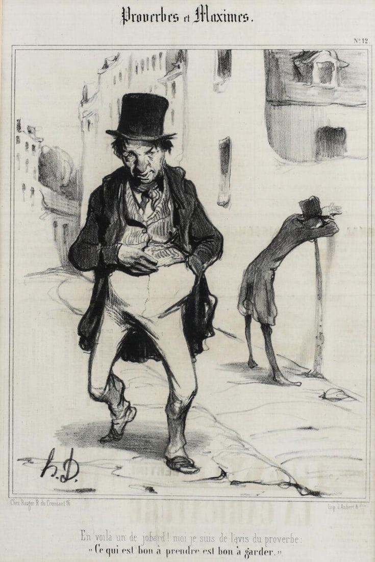 Honore Daumier France 1808 -1879 Lithograph No 12 Proverbes et Maximus (1 of 3)