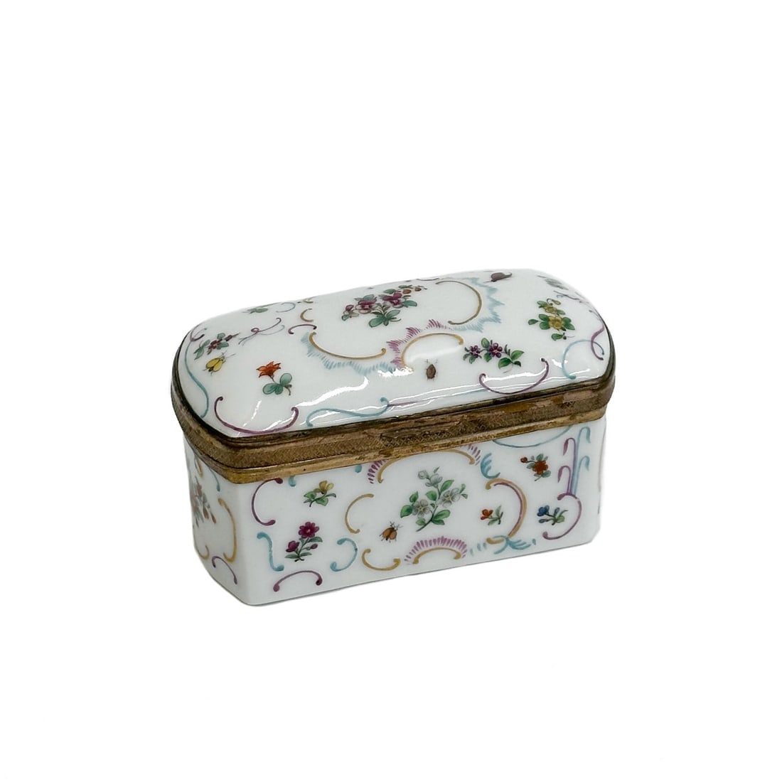 French Metal Mounted Hand Painted Porcelain Box circa 1900 (1 of 7)