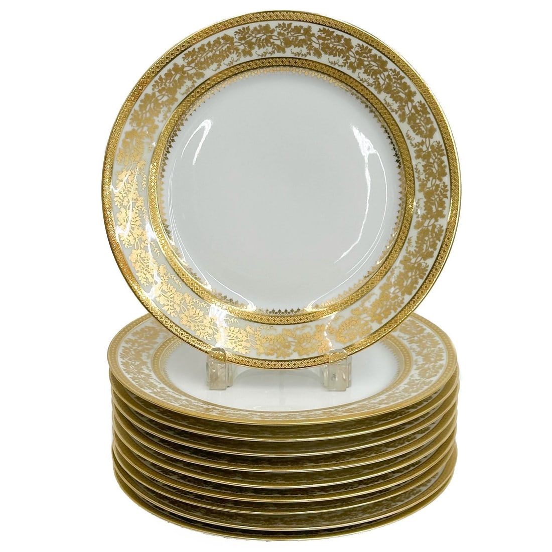 10 Ch Field Haviland Limoges Porcelain Dinner Plates Incrustation Polie l'agate (1 of 5)