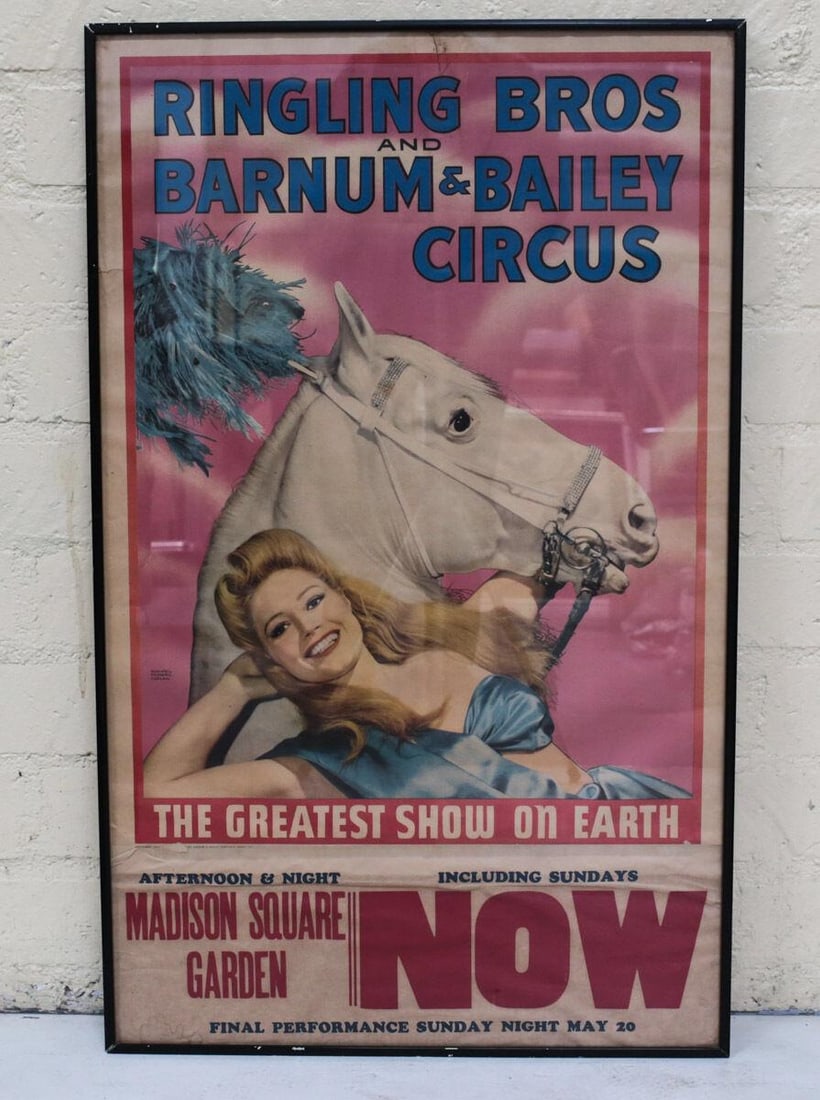 Ringling Brothers and Barnum & Bailey Circus Original Lithograph Poster c1940 - 2