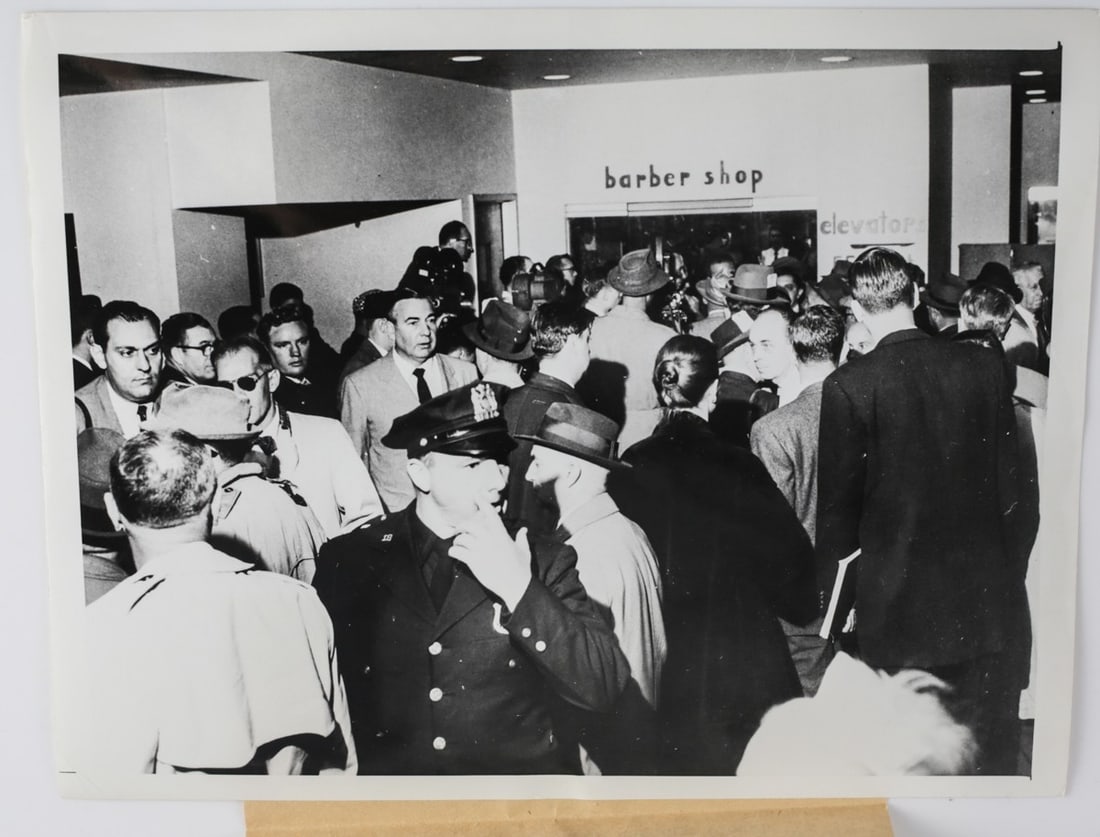 Wide World Photograph 1957 Gangster Mob Umberto Albert Anastasia Shot in Barber: Umberto Albert Anastasia Shot in Barber Chair, Wide World Photograph 1957; Gangster Mobster Mafia Murder Inc Organized Crime Memorabilia. Attached "slug" notation, in part, reads, '...At 10:20am while