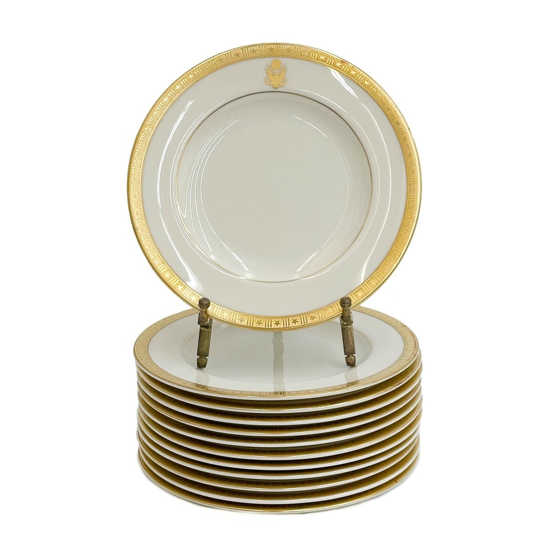 12 Pickard American Gilt Porcelain Bread Plates US Embassy Seal Stars & Stripes (1 of 8)