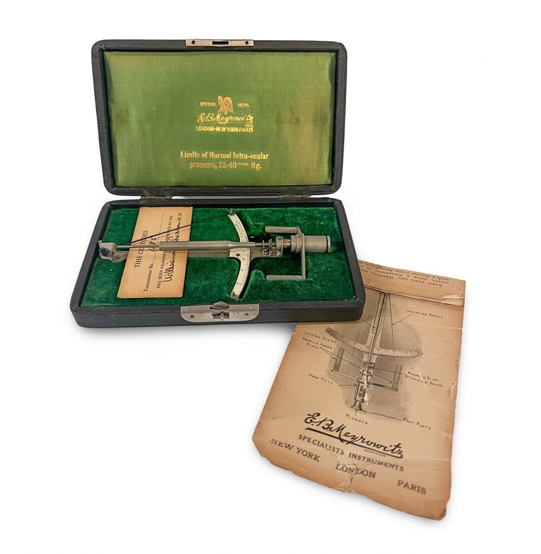 Mc Lean Tonometer in presentation case signed certification 1919 (1 of 11)
