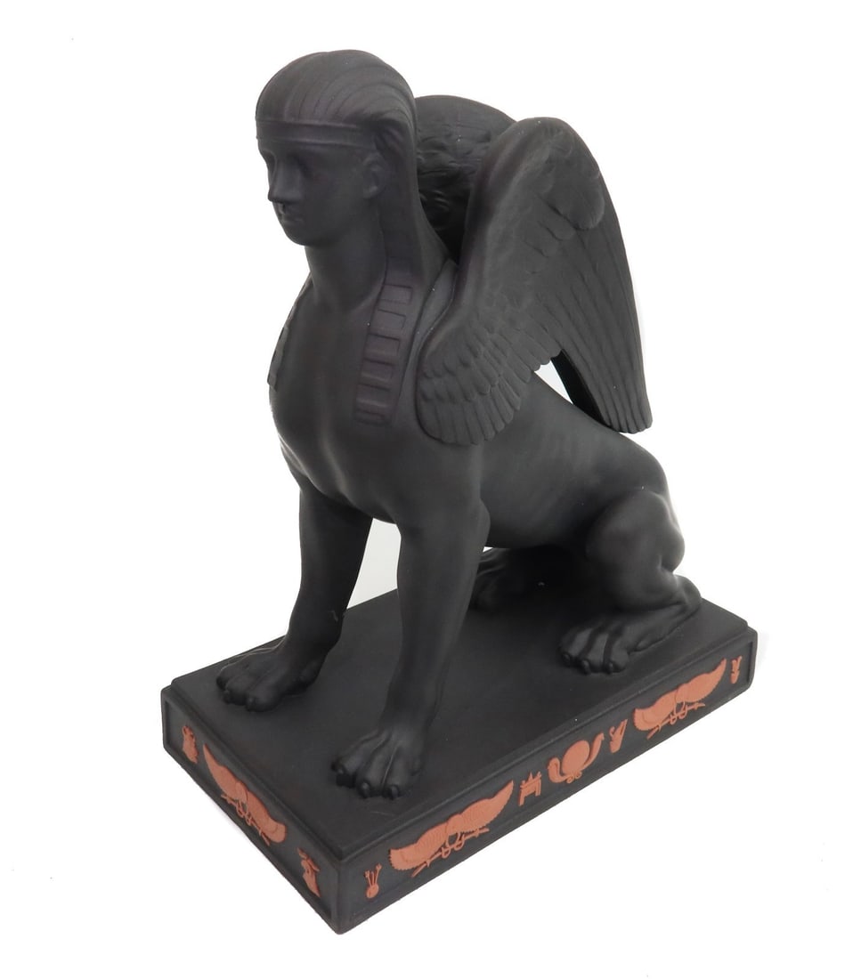Wedgwood Terra Cotta Black Jasper Sitting Sphinx from The Egyptian Collection: Wedgwood Terra Cotta Black Jasper Sitting Sphinx from The Egyptian Collection. Wedgwood mark to underside and limited edition 9 of 250. With original foam fitted Wedgwood box. Weight: Approx. 2 lbs Me