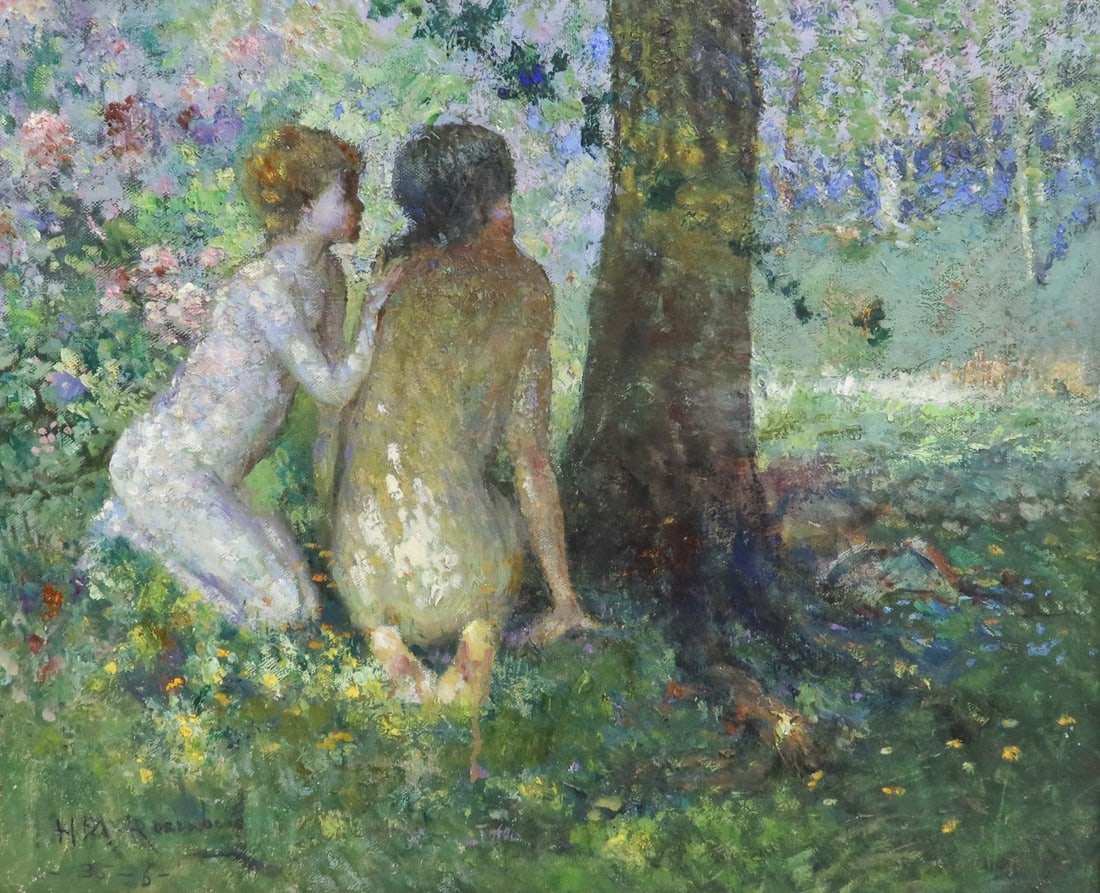 Henry Mortikar Rosenberg (US 1858-1947) Oil on Canvas "In the Shade" 1935 (1 of 10)