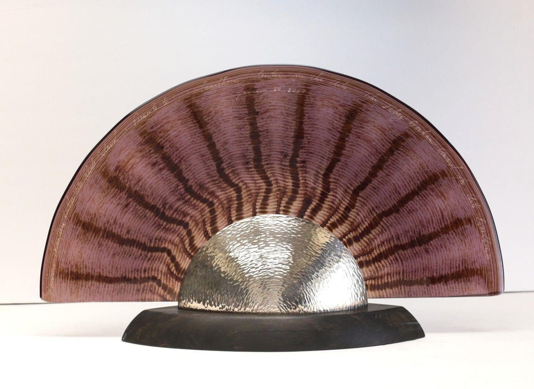 Daniel Read Art Glass and Gorham Sterling Silver Sculptural Jabez Gorham Award: Daniel Read Art Glass and Gorham Sterling Silver Sculptural Award. Etched: Inscribed: 'Business Volunteers for the Arts/Rhode Island - Presents to : Courthouse Center for the Arts - Jabez Gorham Award