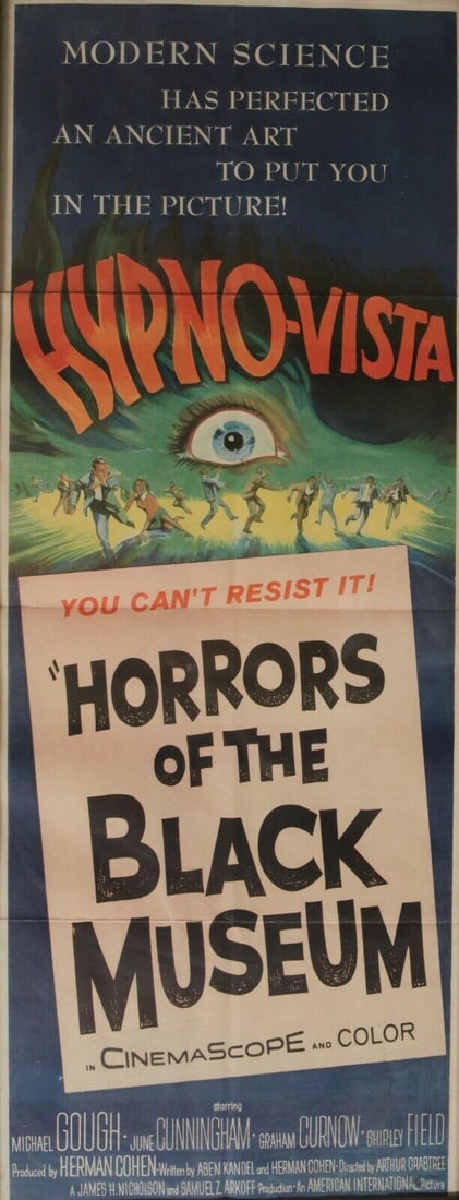 Authentic Movie Poster Horrors of the Black Museum 1959 American Int'l 14 x 36 (1 of 5)