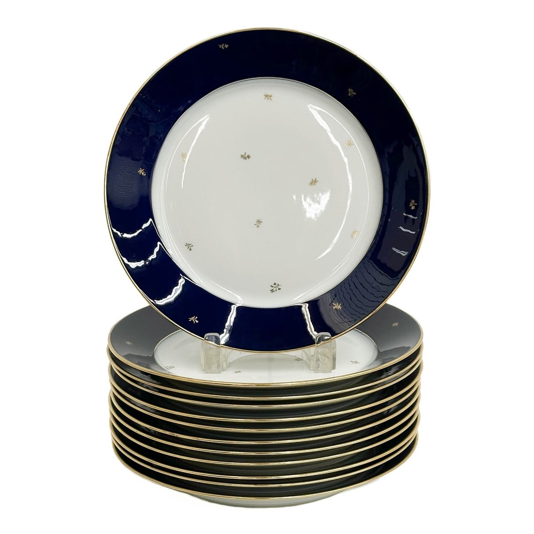 12 Manufacture de Sevres Cobalt Blue & Gilt Porcelain 9.75 in Plates 1948/49 (1 of 7)