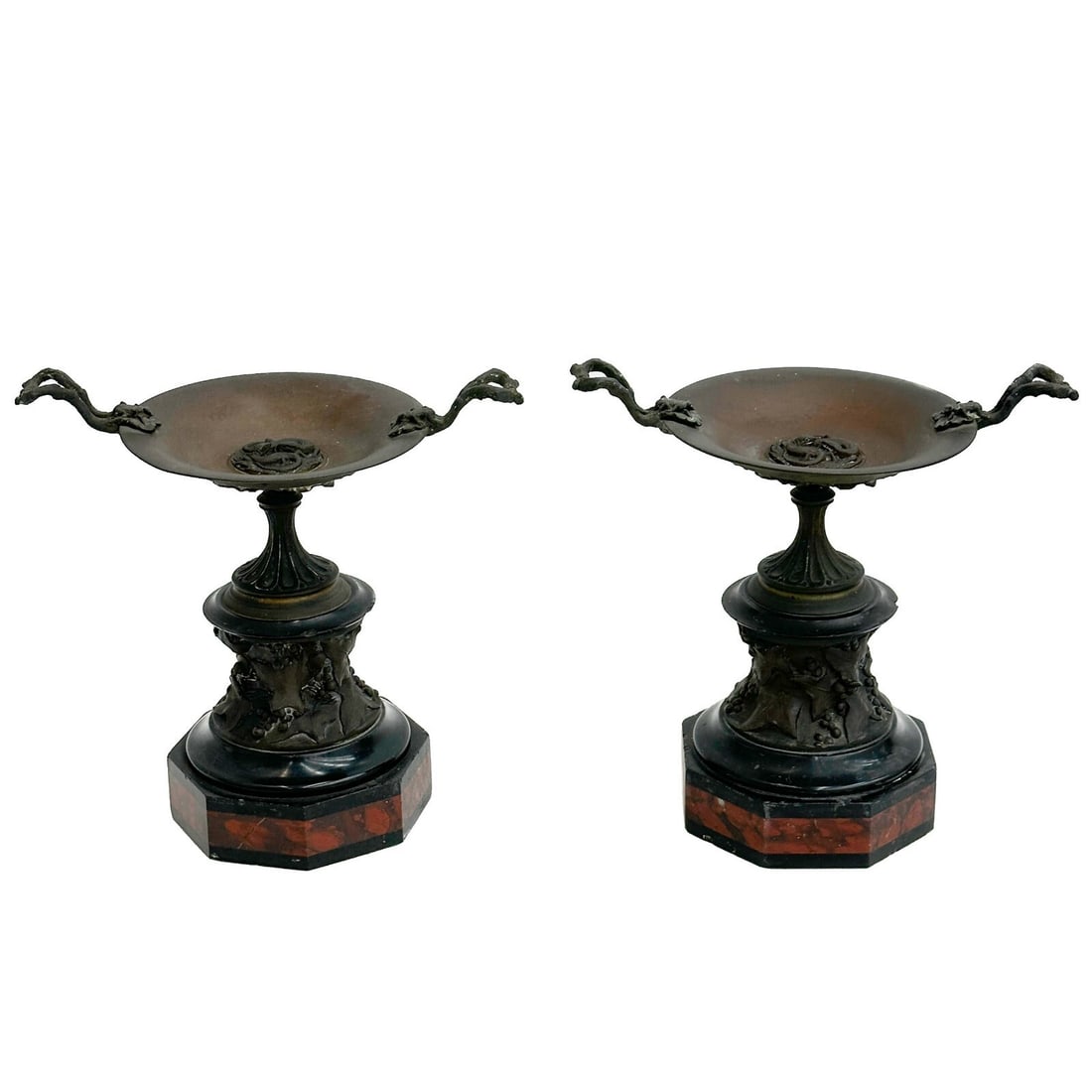 Pair Bronze Pedestals Garnitures Lizards signed J Moigniez (1 of 8)