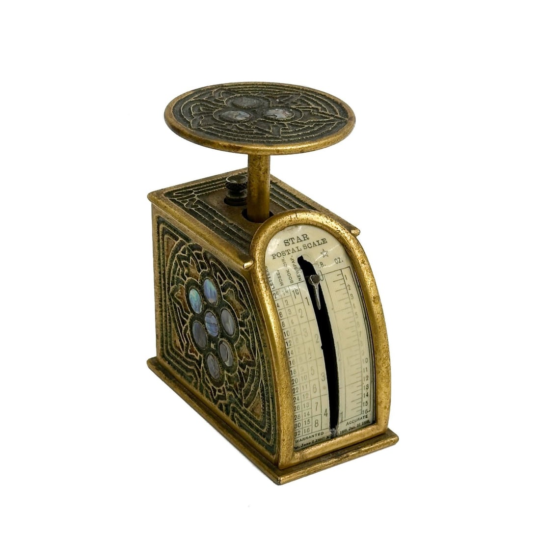 Tiffany Studios New York Gilt Bronze Abalone Postal Desk Scale #1170 (1 of 7)