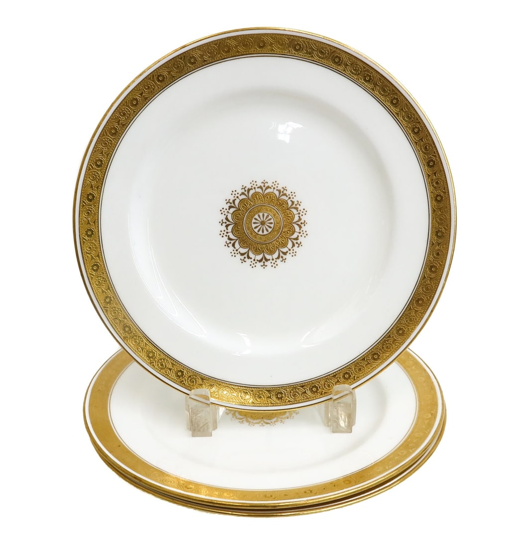 3 Minton England Porcelain Gilt Floral Dessert Plates for Davis Collamore c1900 (1 of 7)