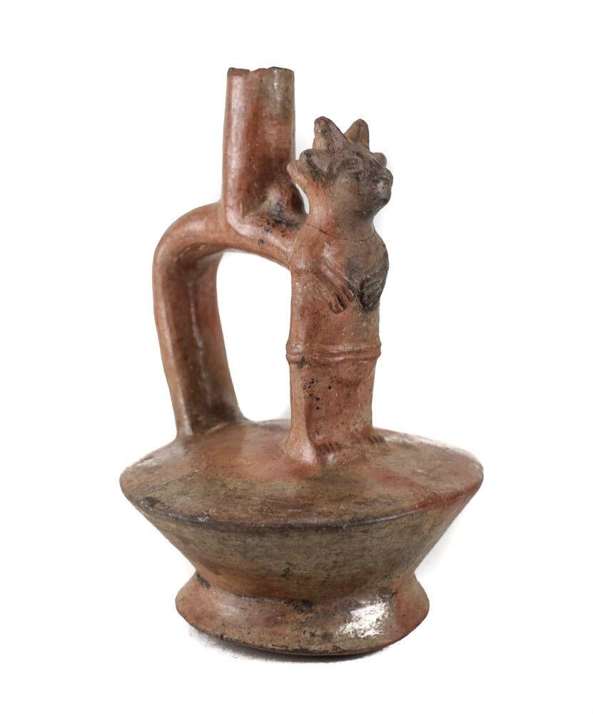 Pre Columbian Moche Peru Pottery Figural Vessel with Stirrup Spout (1 of 4)