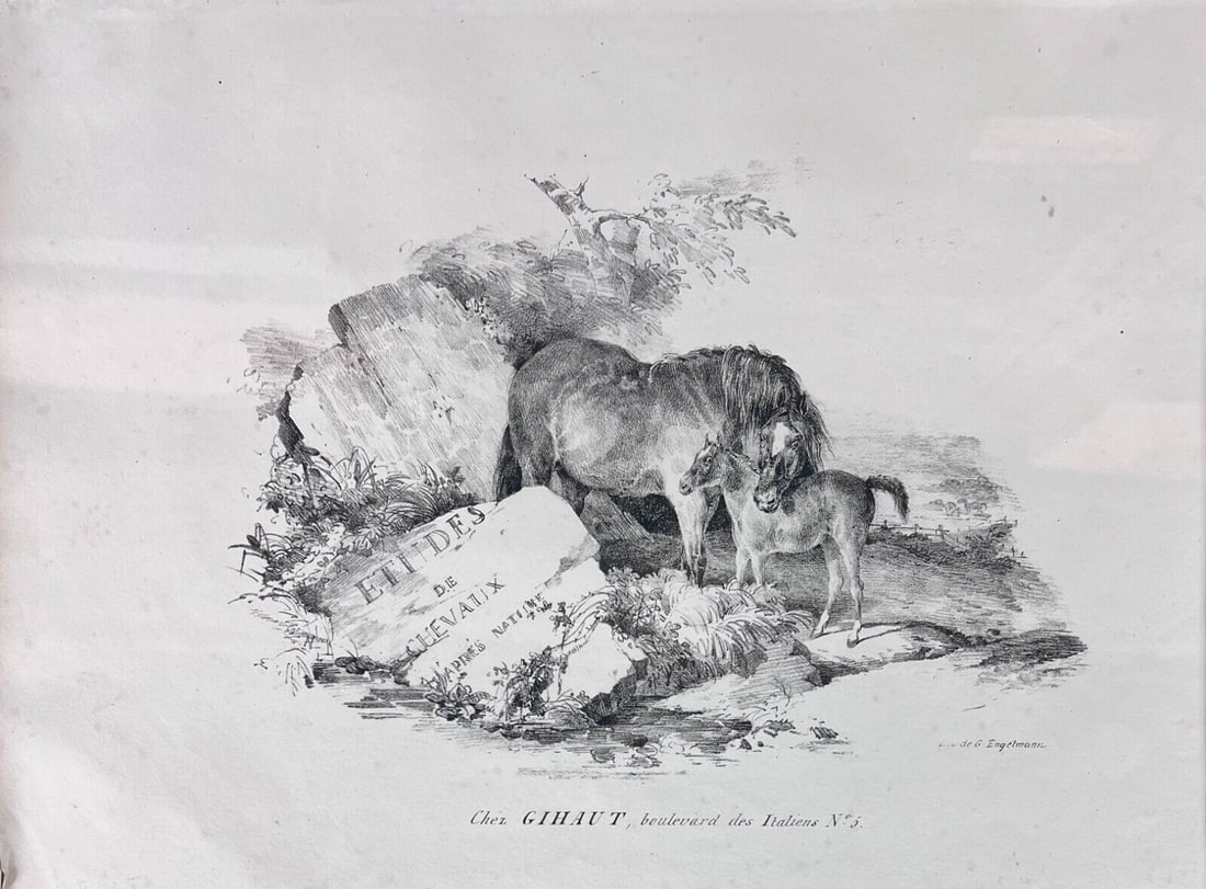 Jean Louis Theodore Gericault (French 1791-1824) Lithograph Etudes de Chevaux (1 of 6)
