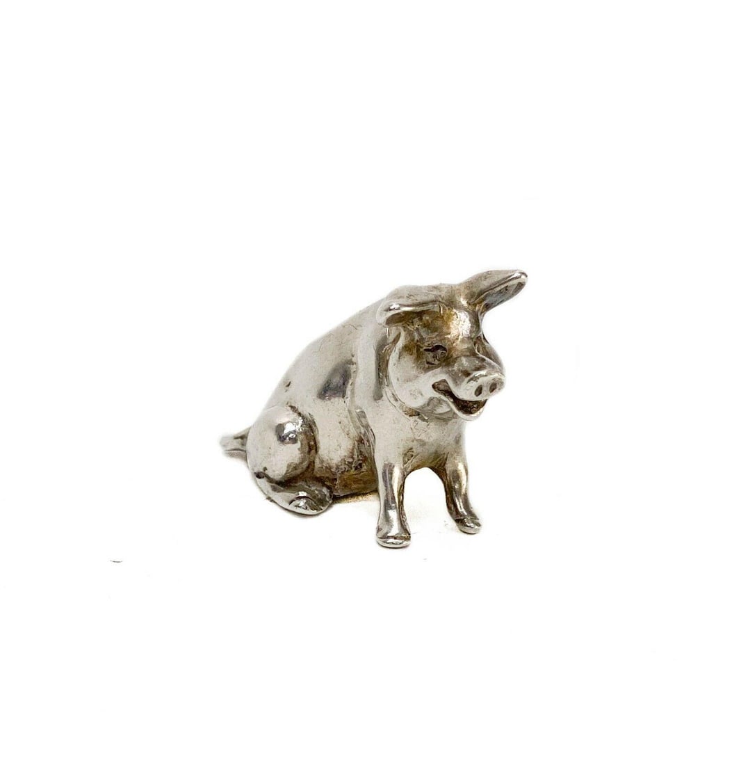 Italian 800 Solid Silver Miniature Figure of a Pig (1 of 4)
