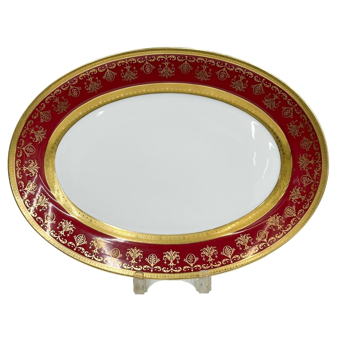 Raynaud Limoges France Gilt Porcelain 16.5in Oval Serving Platter Eugenie Rouge (1 of 6)