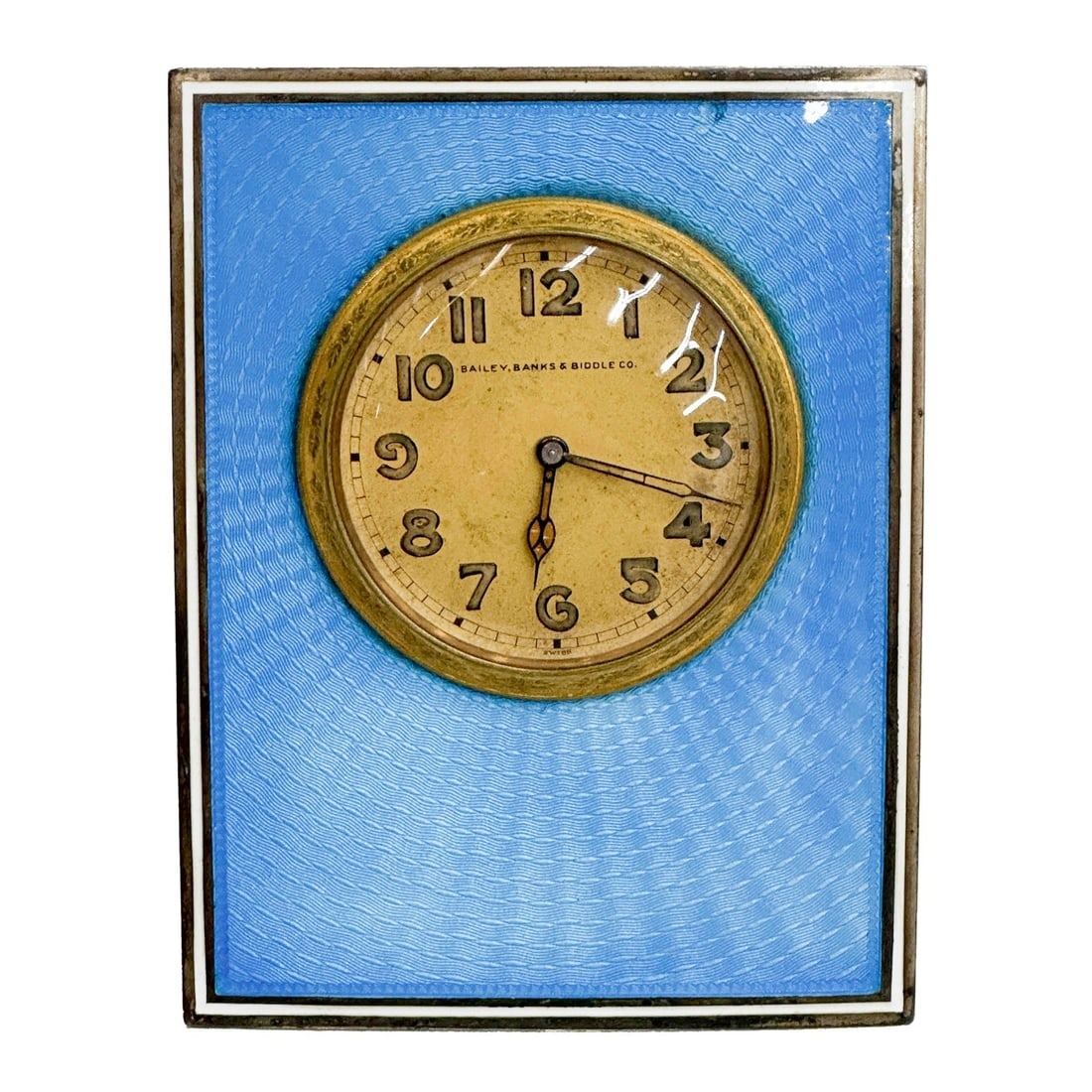 Bailey Banks & Biddle American Gilt Sterling Silver Guilloche Enamel Desk Clock (1 of 9)