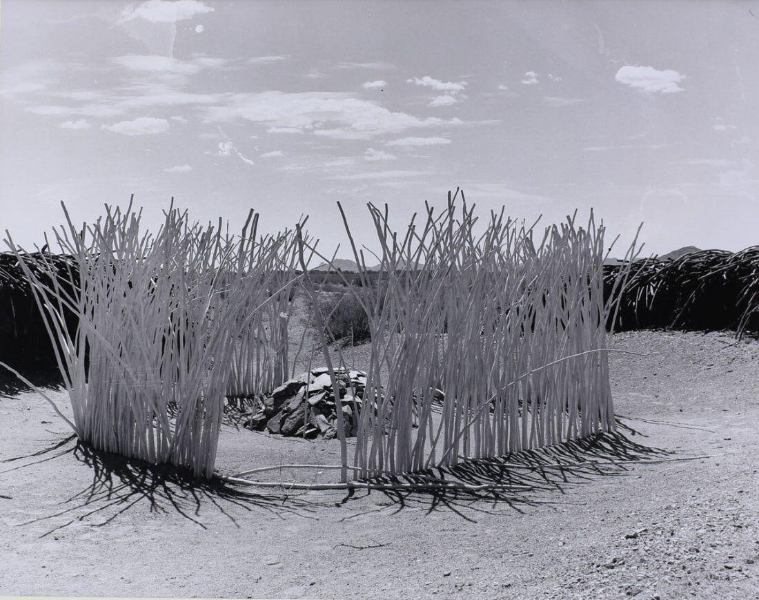 Josef Muench American 1904-1998 B/W Gelatin Silver Photograph Papago Shrine: Muench, Josef (American 1904-1998) B/W Gelatin Silver Photograph, 'Papago Baby Shrine II', Signed in Pen 'Josef Muench' lower right on mat board. Enshrined grave site. Photocopy of original article pu