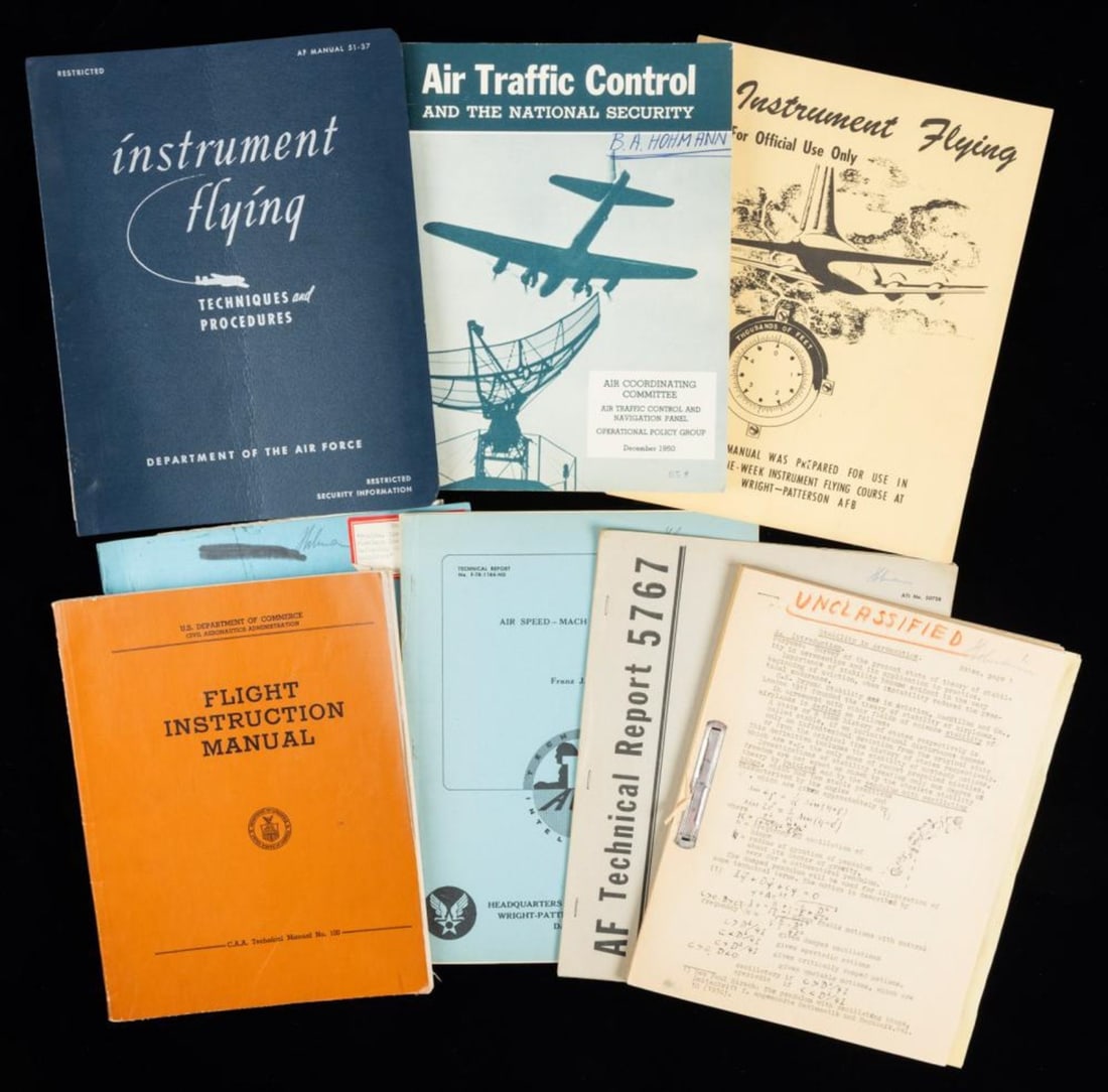 27pc Publications Aircraft Flight and Engineering Bernard Hohmann Collection: Typed document translated from German, The Development of High Speed Aircraft by Bernhard A. Hohmann, March 1949. General Electric, Atmospheric Multipath Test, April 1964. Reprinted from the Aeronauti