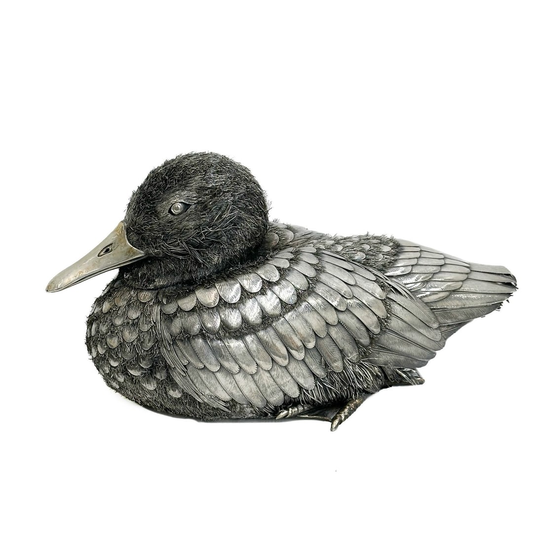 Fratelli Lisi e Figli Italian 925 Silver & Gilt Seated Duck Sculpture (1 of 9)