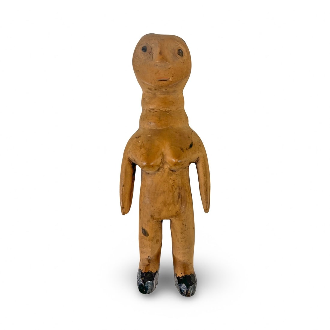 African Ewe culture female Venavi doll mid 20th century: African Ewe culture female Venavi doll, mid 20th century, hand carved hardwood, painted head and feet, From the region of Ghana, Togo, and/or Benin. Measurements: Approx. 7.5 inches height Condition: 