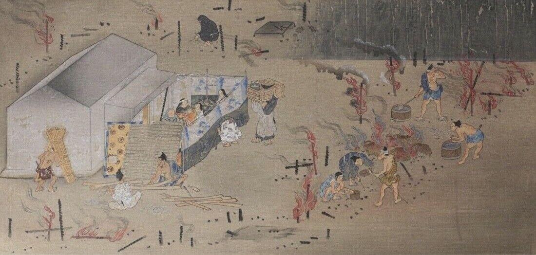 Takakane Takashima Woodblock Print History of the Deity of Kasuga Shrine: Takakane Takashima, Woodblock Print, Panoramic History of the Deity of Kasuga Shrine. Early 20th Century. Unframed. (WB) Measurements: Approx. Sheet 14.875" x 7.875" Condition: Very good condition,