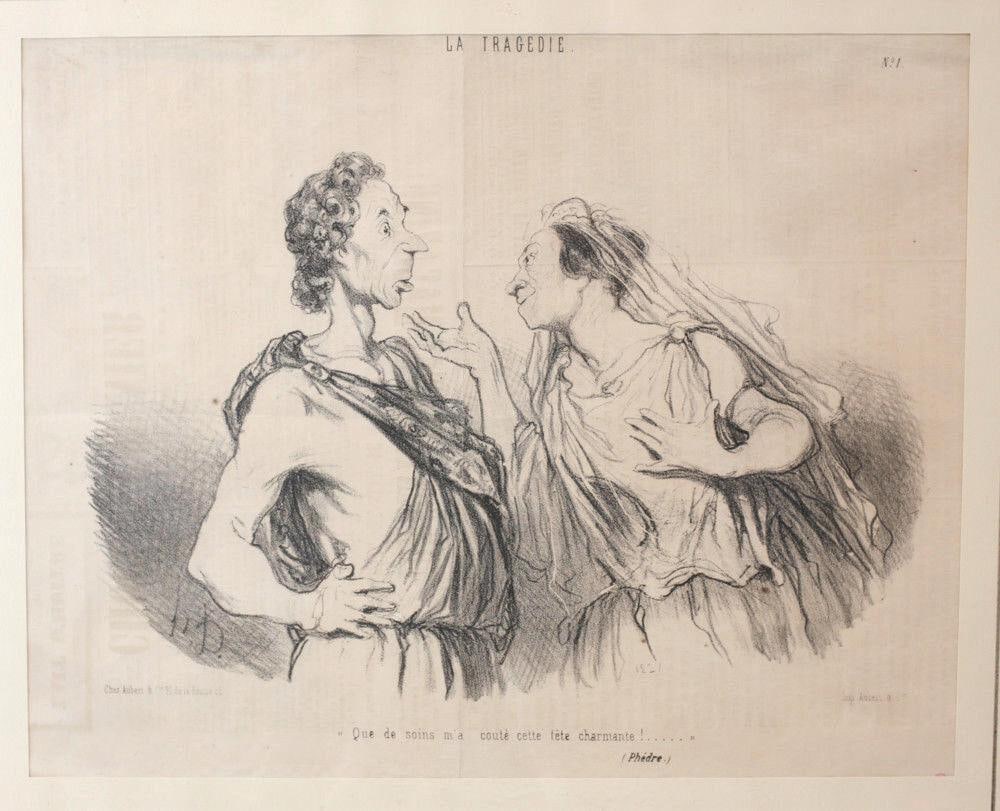 Honore Daumier France 1808 -1879 Lithograph La Tragedie No. 1 Lithograph Framed (1 of 4)