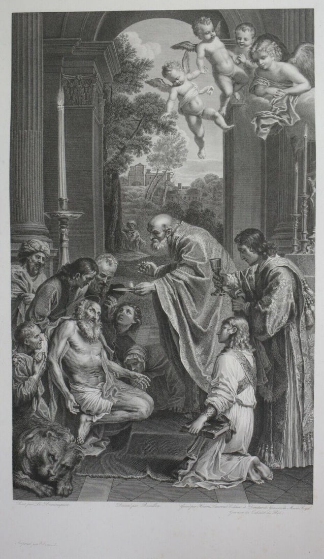 after Domenichino Engraving The Communion of St. Jerome, Bouillon, Laurent (1 of 4)
