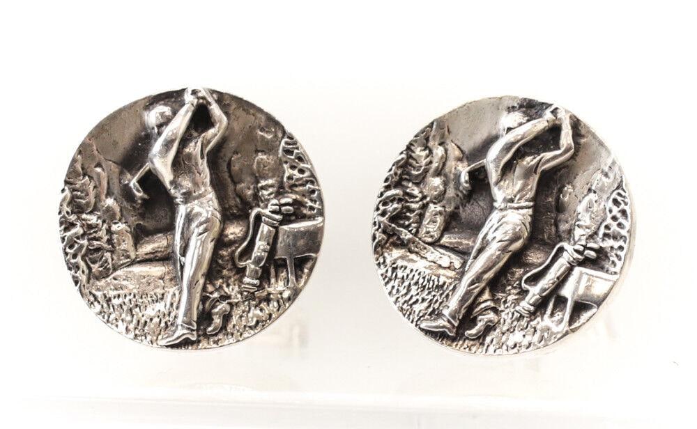 Vintage Sterling Silver Mid Century The Golfer Cufflinks by Fenwick & Sailors (1 of 4)