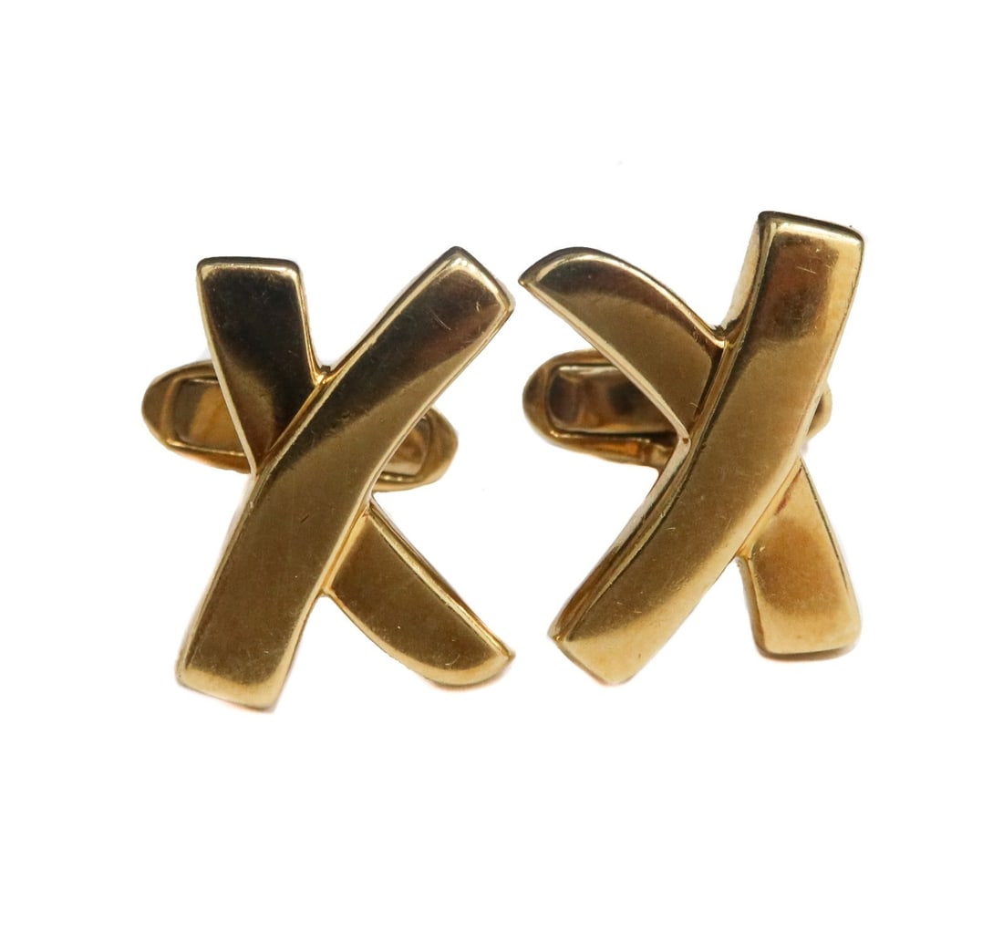 Tiffany & Co. Paloma Picasso 18k Yellow Gold X Cufflinks Signed (1 of 8)