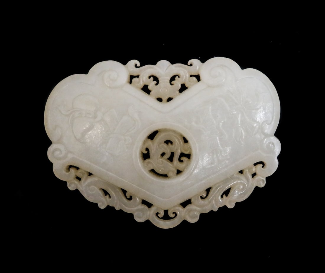 Chinese Hetian White Jade Double Sided Jade Carving Late Qing Dynasty (1 of 7)