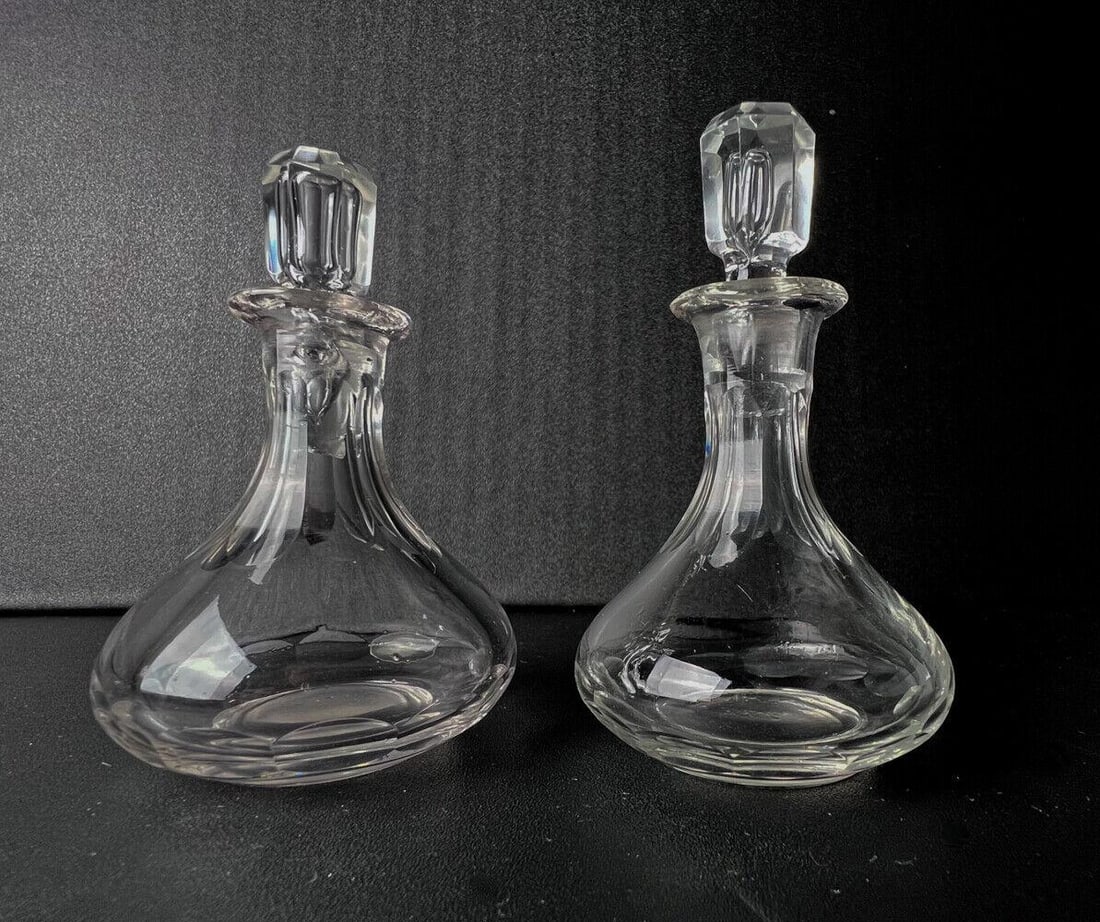 Pair of antique Continental Crystal Perfume Bottles with stoppers. (1 of 5)