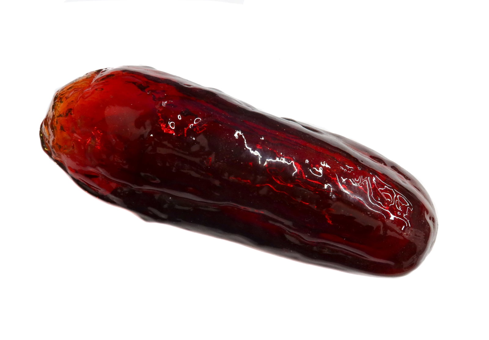Marvin Lipofsky Cranberry Red Art Glass Blown Sculpture of a Pickle (1 of 5)