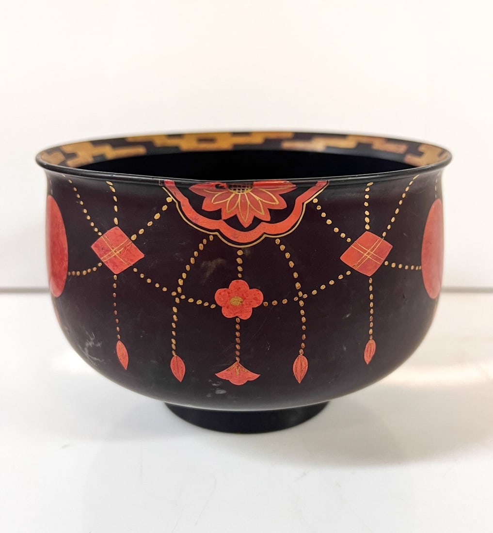 Antique Japanese lacquerware haishai rinsing bowl Akadama Yoraku pattern (1 of 6)