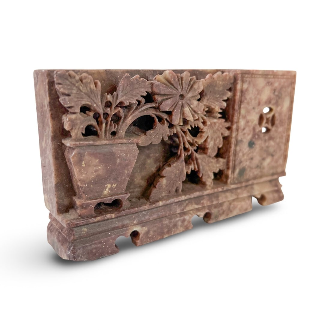 Chinese hand-carved soapstone Cigarette and match holder c1930 (1 of 7)