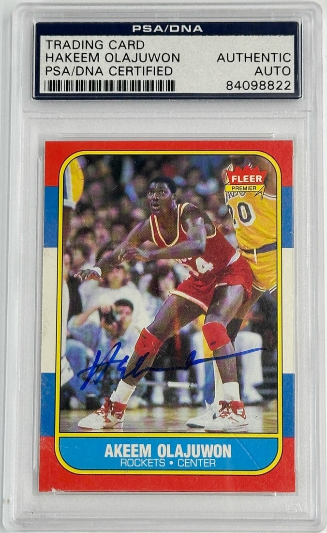 1986 Fleer #82 Hakeem Olajuwon PSA/DNA Certified Authentic Auto Signed Card (1 of 6)