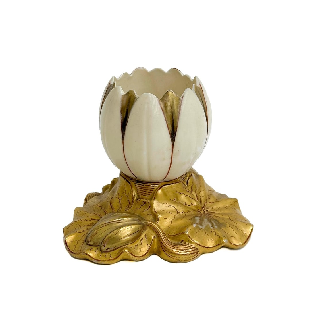 Royal Worcester England Lilypad Flower Gilt Porcelain Vase 1880 (1 of 8)