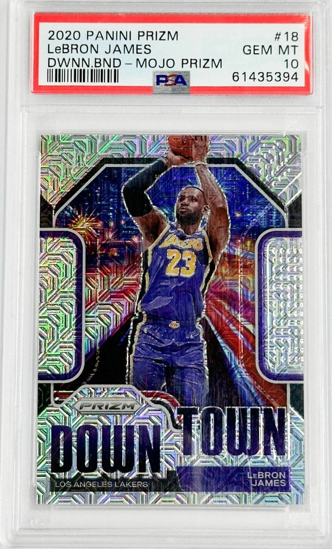 2020 Panini Prizm/25 #18 LeBron James Mojo Down Town PSA Gem Mint 10 Card (1 of 7)