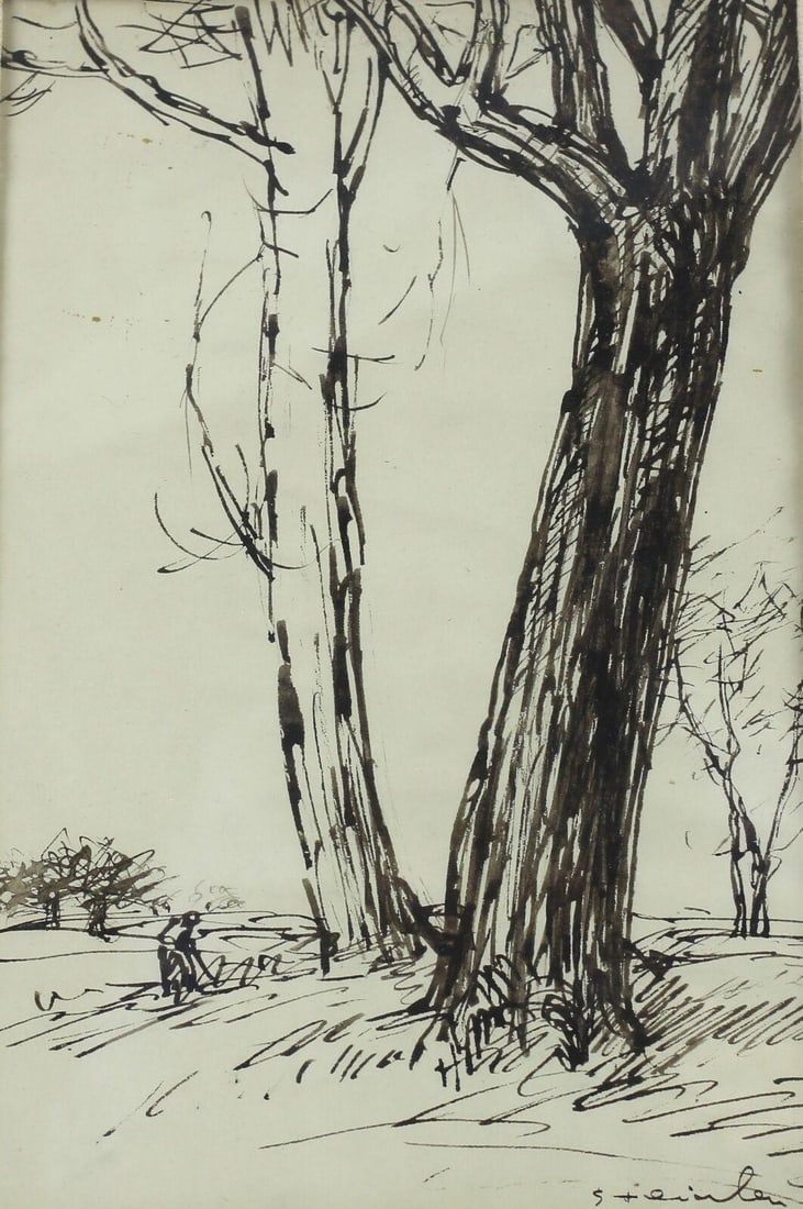 Theophile Alexandre Steinlen Swiss 1859 - 1923 Pen and Ink Drawing Landscape (1 of 4)