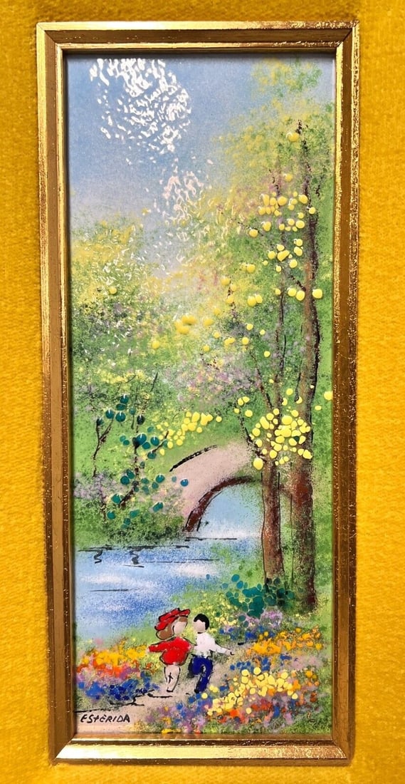 Esterida Hand painted Enamel on Copper Plaque c1950 (1 of 4)