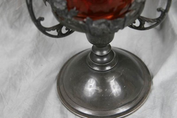 ANTQ NEW ENGLAND RUBY SPOT OPTIC VASE PAIRPOINT F - 5