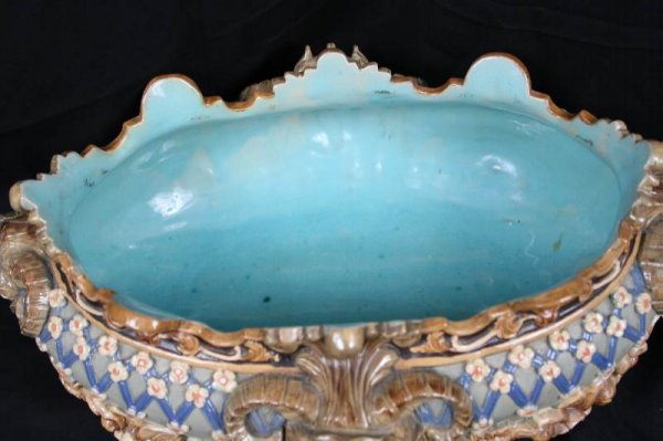 COLOSASAL WILHELM SCHILLER SONS MAJOLICA CENTER B - 3